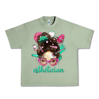Oil Green Esthetician Messy Bun With Pink Leopard Glasses Bbs Urban Heavy Tee - BundleAndBundleShop
