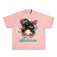 Salmon Esthetician Messy Bun With Pink Leopard Glasses Bbs Urban Heavy Tee - BundleAndBundleShop