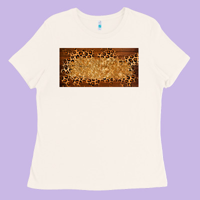 Wooden Leopard Glitter  License Plate Template Ladies Tee Designed By Barkaloodesign