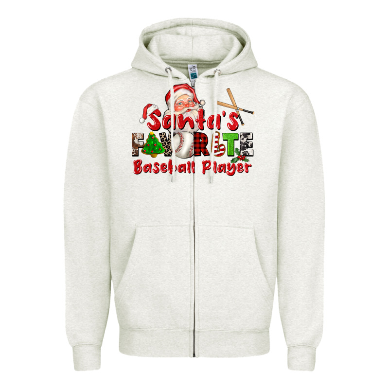 Santas Favorite Baseball Player Zipper Hoodie by CowGirlArtShop | Teevron