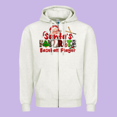 Santas Favorite Baseball Player Zipper Hoodie Designed By Cowgirlartshop