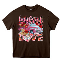 Chocolate Brown loads of love valentines day truck Heavy Core Tee - NancyCooperArtShop