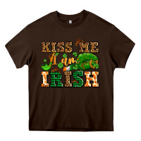 Chocolate Brown kiss me i am irish  with lips and shamrocks Heavy Core Tee - AdoDesignShop