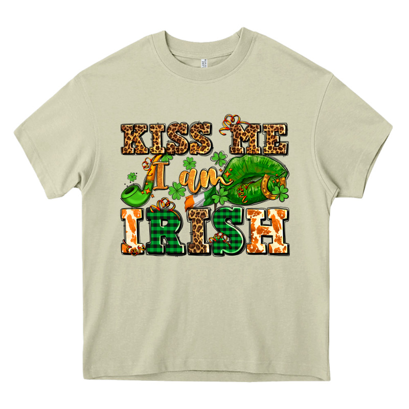 Kiss Me I Am Irish  With Lips And Shamrocks Heavy Core Tee by AdoDesignShop | Teevron