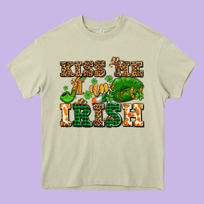 Kiss Me I Am Irish  With Lips And Shamrocks Heavy Core Tee Designed By Adodesignshop