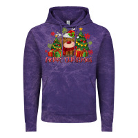 Cloud Purple merry christmas reindeer Vintage Hoodie - MaliasSmallBusiness