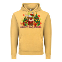 Vintage Mustard merry christmas reindeer Vintage Hoodie - MaliasSmallBusiness