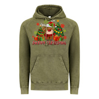 Vintage Olive merry christmas reindeer Vintage Hoodie - MaliasSmallBusiness