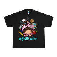 Black Best Teacher Messy Bun Bbs Urban Heavy Tee - BundleAndBundleShop