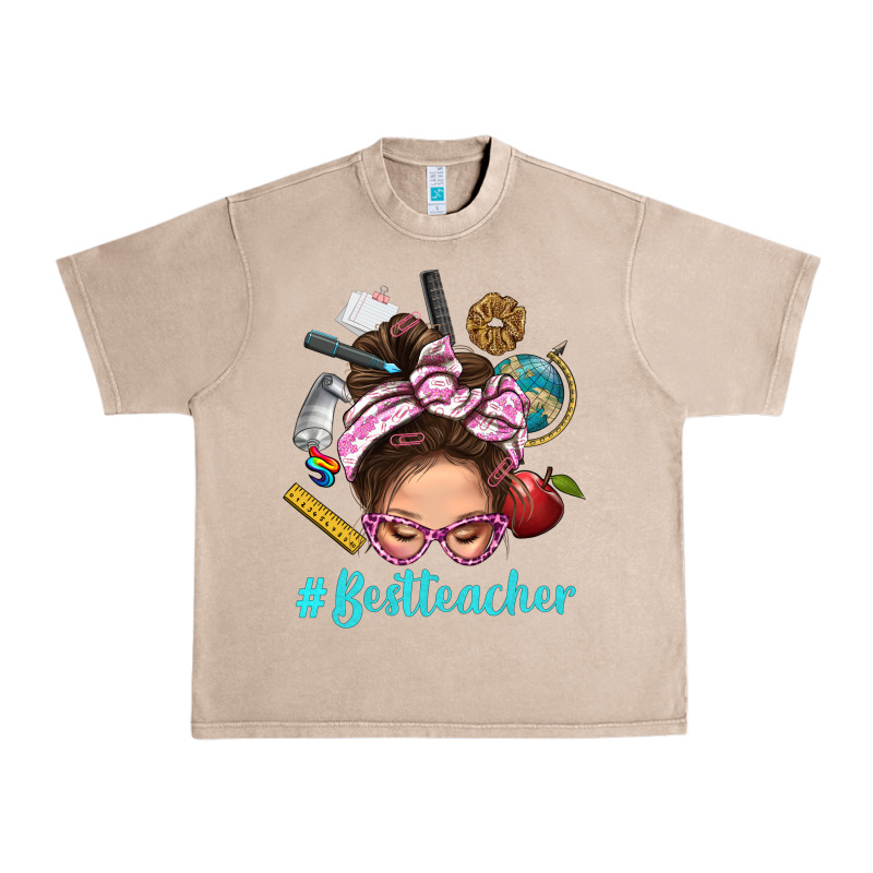 Best Teacher Messy Bun Bbs Urban Heavy Tee by BundleAndBundleShop | Teevron