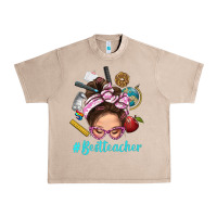 French Oak Best Teacher Messy Bun Bbs Urban Heavy Tee - BundleAndBundleShop