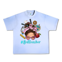 Grape Ice Best Teacher Messy Bun Bbs Urban Heavy Tee - BundleAndBundleShop