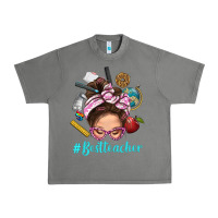 Tornado Best Teacher Messy Bun Bbs Urban Heavy Tee - BundleAndBundleShop