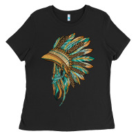 Black indian leopard headdress blue Ladies Tee - BarkalooDesign