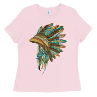 Bubblegum Pink indian leopard headdress blue Ladies Tee - BarkalooDesign