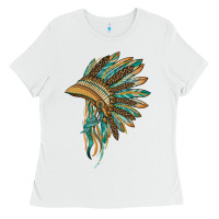 White indian leopard headdress blue Ladies Tee - BarkalooDesign