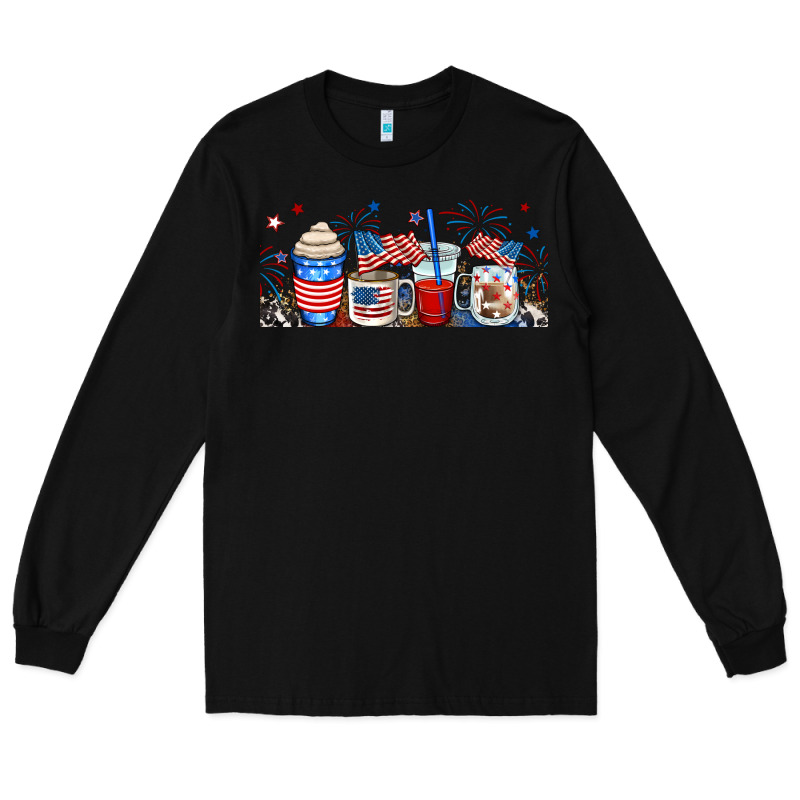 4th Of July Coffe Cups Long Sleeve Tee by RanaPortraitStore | Teevron
