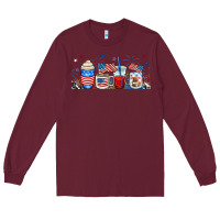 Burgundy 4th of july coffe cups Long Sleeve Tee - RanaPortraitStore
