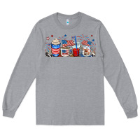 Heather Grey 4th of july coffe cups Long Sleeve Tee - RanaPortraitStore