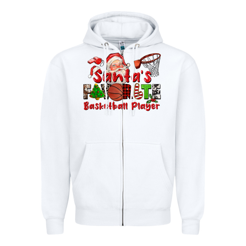 Santas Favorite Basketball Player Zipper Hoodie by CowGirlArtShop | Teevron