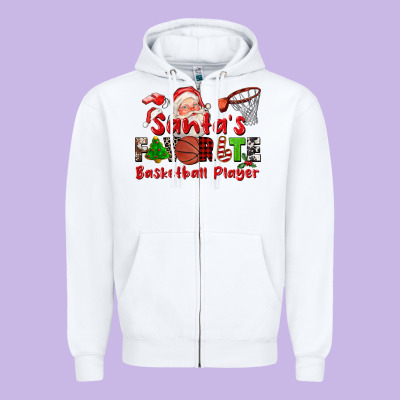 Santas Favorite Basketball Player Zipper Hoodie Designed By Cowgirlartshop