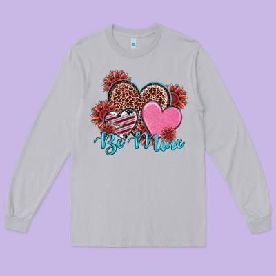 Valentine's Day Be Mine Hearts Sunflower Long Sleeve Tee Designed By Ranaportraitstore