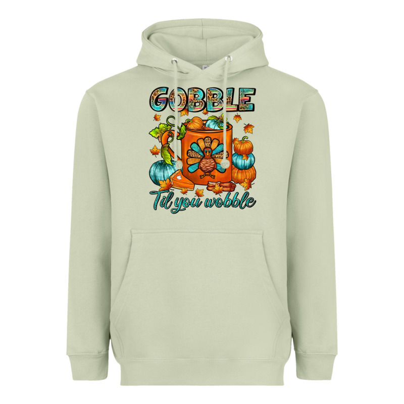 Gobble Til You Wobble Coffee Mug Heavyweight Hoodie by FaDigitalArtStudio | Teevron