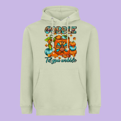 Gobble Til You Wobble Coffee Mug Heavyweight Hoodie Designed By Fadigitalartstudio