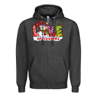 Charcoal Heather love christmas snowman Zipper Hoodie - CowGirlArtShop