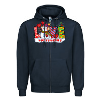 Navy love christmas snowman Zipper Hoodie - CowGirlArtShop