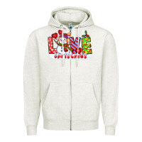 Oatmeal Heather love christmas snowman Zipper Hoodie - CowGirlArtShop