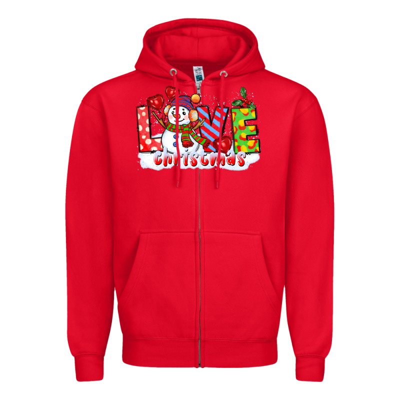 Love Christmas Snowman Zipper Hoodie by CowGirlArtShop | Teevron