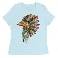 Baby Blue indian leopard headdress Ladies Tee - BarkalooDesign