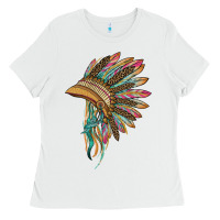 White indian leopard headdress Ladies Tee - BarkalooDesign