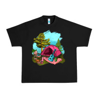 Black Glamping Camp And Pink Tent Urban Heavy Tee - BundleAndBundleShop