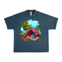 Midnight Navy Glamping Camp And Pink Tent Urban Heavy Tee - BundleAndBundleShop