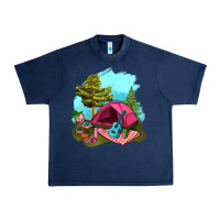 Navy Glamping Camp And Pink Tent Urban Heavy Tee - BundleAndBundleShop