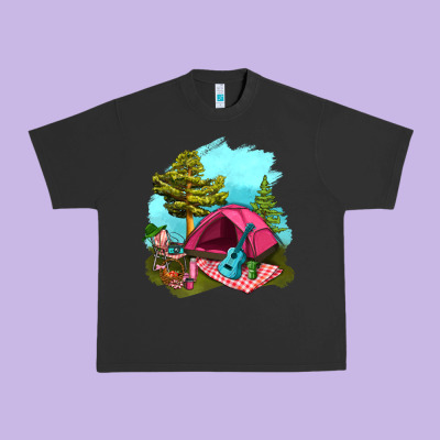 Glamping Camp And Pink Tent Urban Heavy Tee Designed By Bundleandbundleshop