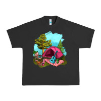 Pigment Black Glamping Camp And Pink Tent Urban Heavy Tee - BundleAndBundleShop