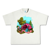 Pistachio Glamping Camp And Pink Tent Urban Heavy Tee - BundleAndBundleShop
