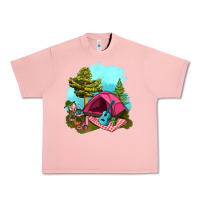Salmon Glamping Camp And Pink Tent Urban Heavy Tee - BundleAndBundleShop