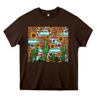 Chocolate Brown western cactus and sunflowers Heavy Core Tee - Jasminsmagicworld