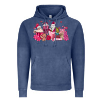 Vintage Denim pink santa coffee Vintage Hoodie - MaliasSmallBusiness