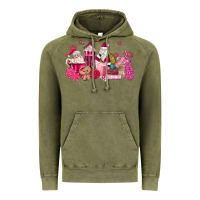 Vintage Olive pink santa coffee Vintage Hoodie - MaliasSmallBusiness