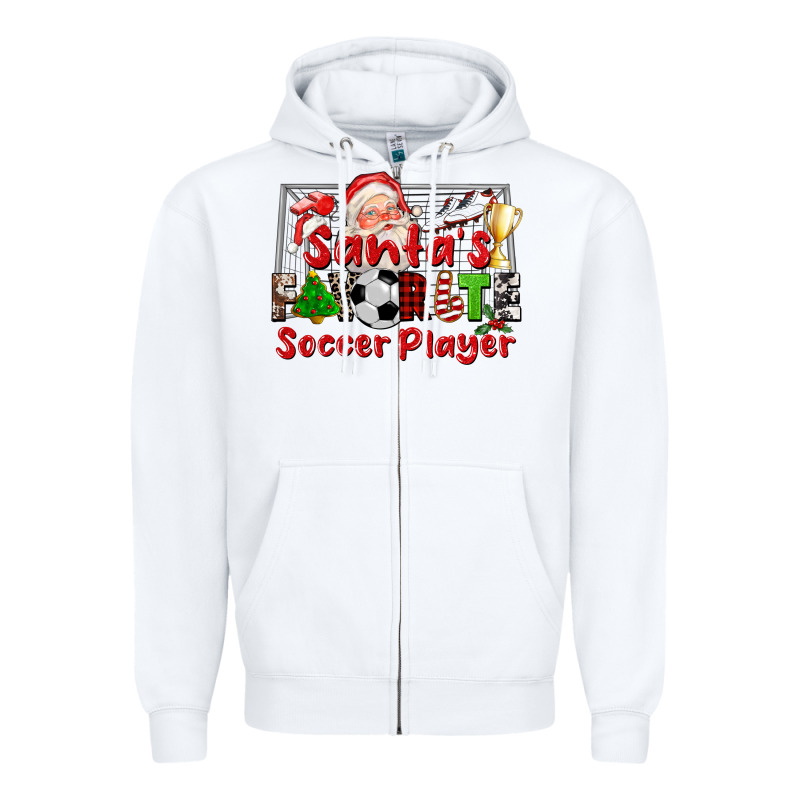 Santas Favorite Soccer Player Zipper Hoodie by CowGirlArtShop | Teevron