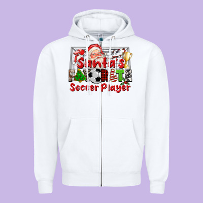 Santas Favorite Soccer Player Zipper Hoodie Designed By Cowgirlartshop