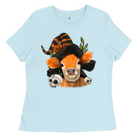 Baby Blue halloween witch cow Ladies Tee - Jasminsmagicworld