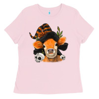 Bubblegum Pink halloween witch cow Ladies Tee - Jasminsmagicworld