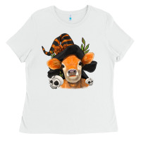 White halloween witch cow Ladies Tee - Jasminsmagicworld