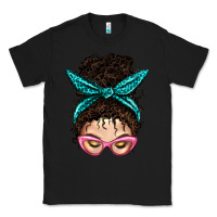 Black Messy Curly Bun Mom With Leopard Bandana Classic Tee - BundleAndBundleShop